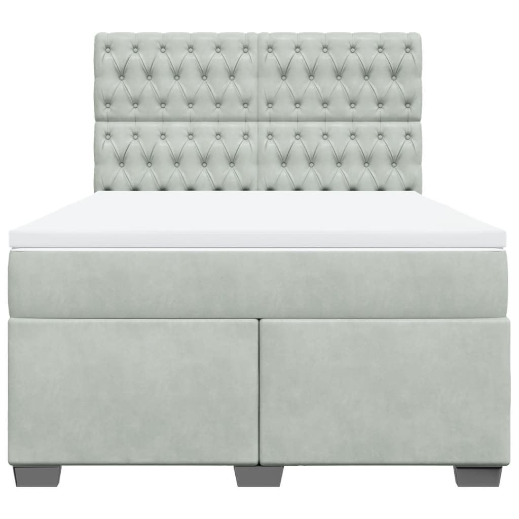Giroletto a Molle con Materasso Grigio Chiaro 160x200cm Velluto