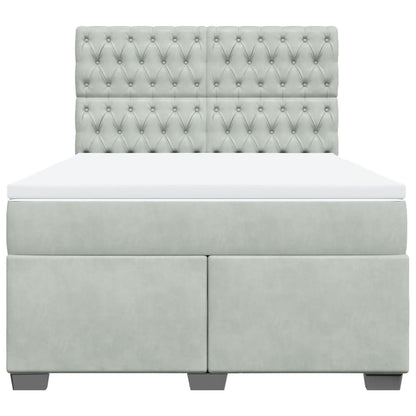 Giroletto a Molle con Materasso Grigio Chiaro 160x200cm Velluto