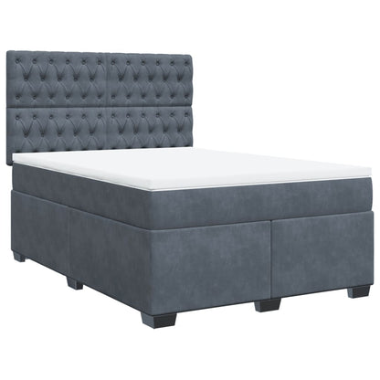 Giroletto a Molle con Materasso Grigio Scuro 160x200 cm Velluto