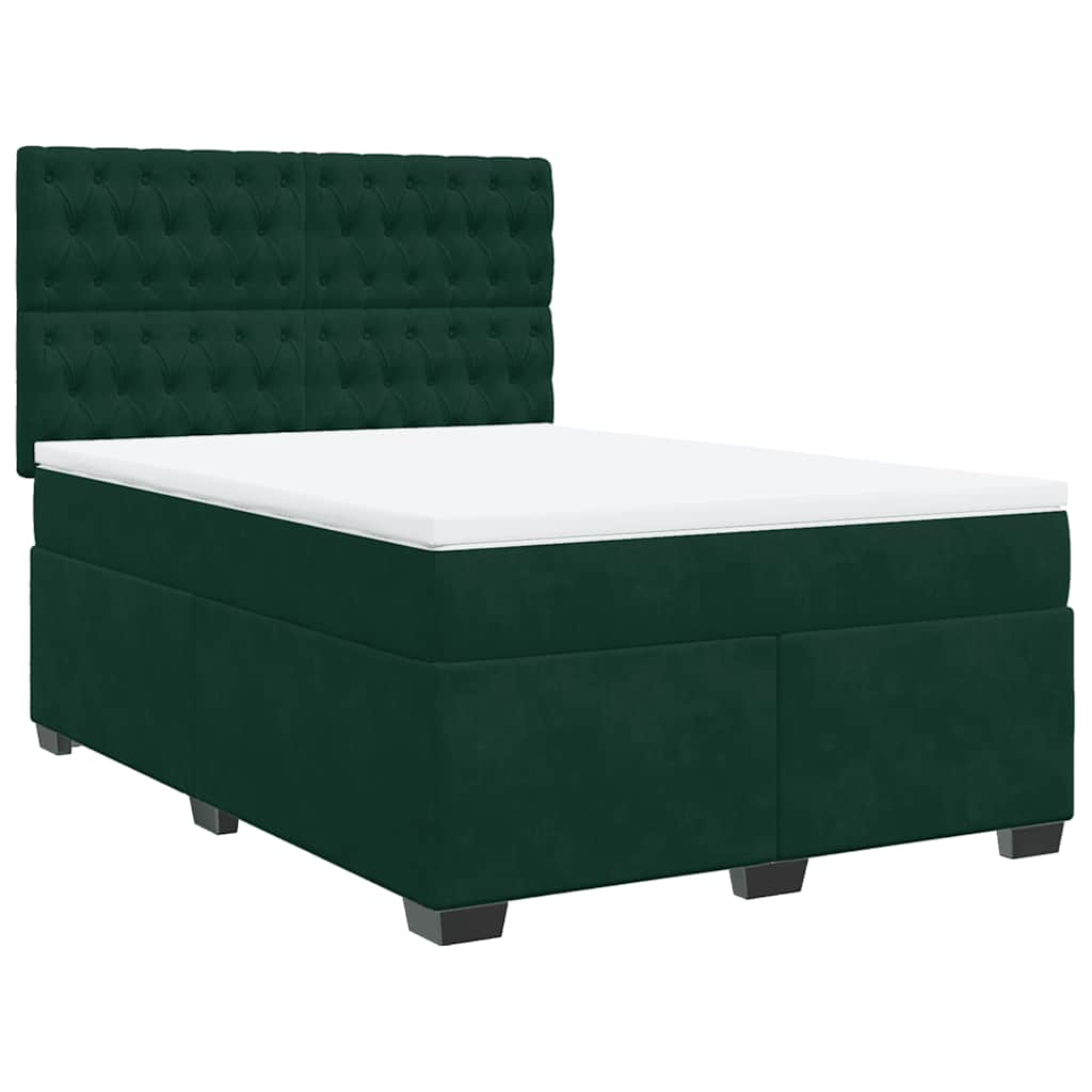 Giroletto a Molle con Materasso Verde Scuro 160x200 cm Velluto