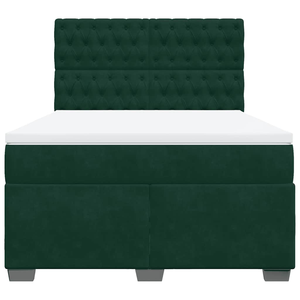 Giroletto a Molle con Materasso Verde Scuro 160x200 cm Velluto