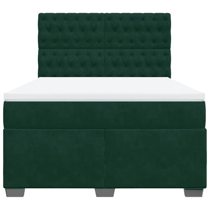 Giroletto a Molle con Materasso Verde Scuro 160x200 cm Velluto