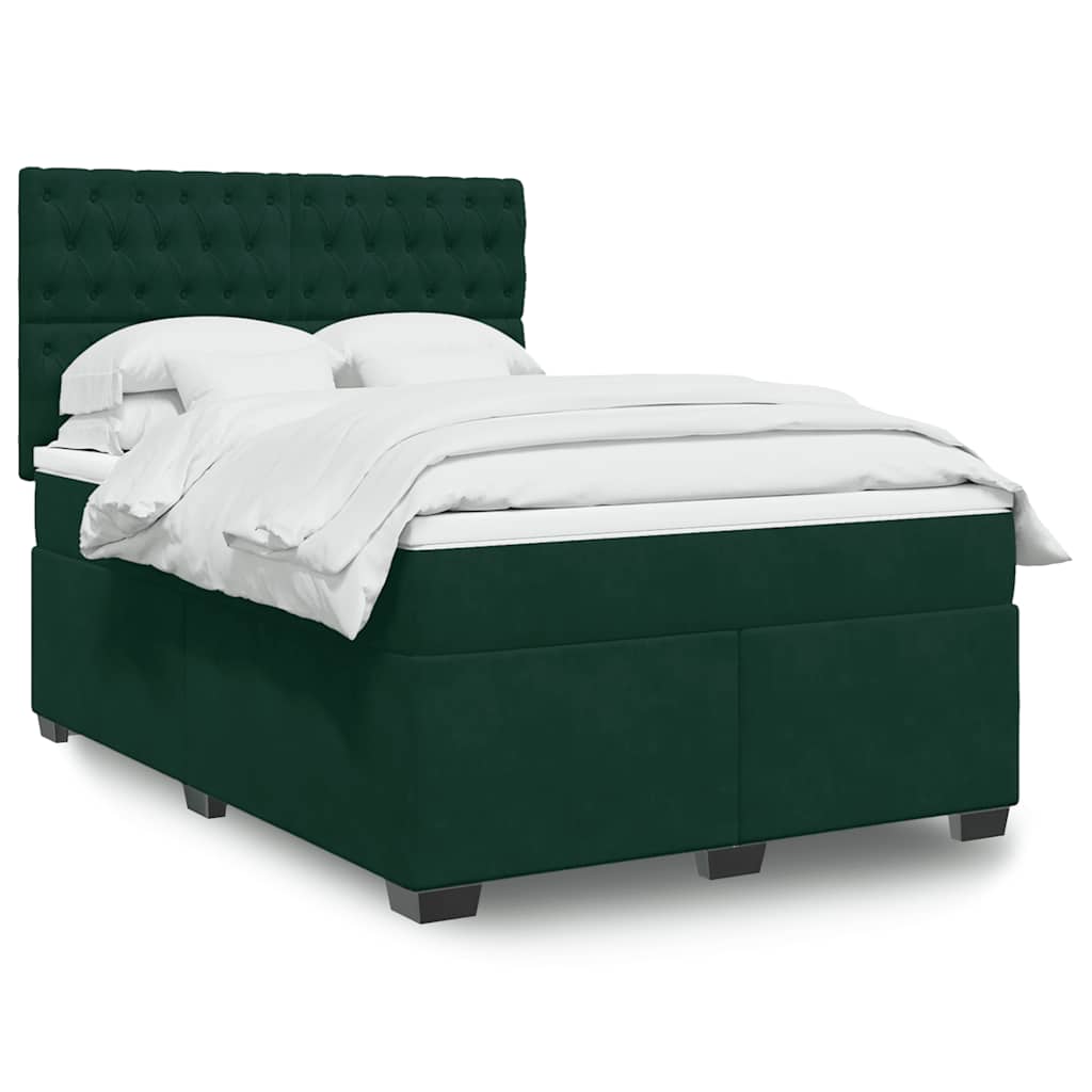 Giroletto a Molle con Materasso Verde Scuro 160x200 cm Velluto