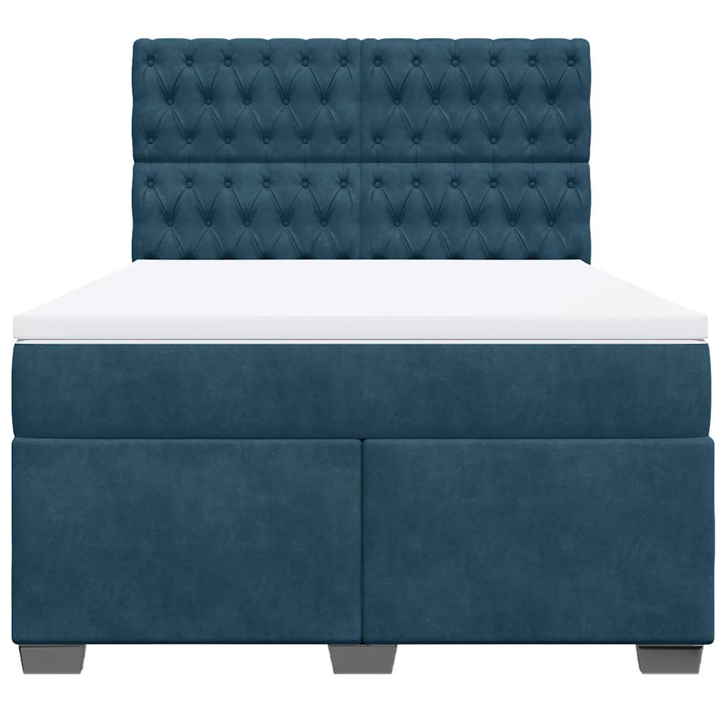 Giroletto a Molle con Materasso Blu 160x200 cm in Velluto
