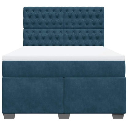 Giroletto a Molle con Materasso Blu 160x200 cm in Velluto