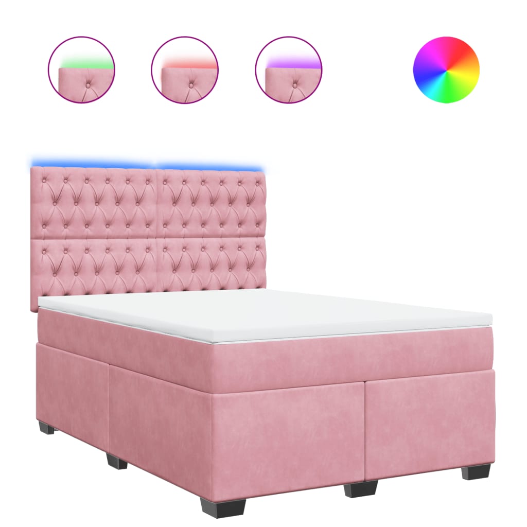 Giroletto a Molle con Materasso Rosa 160x200 cm in Velluto
