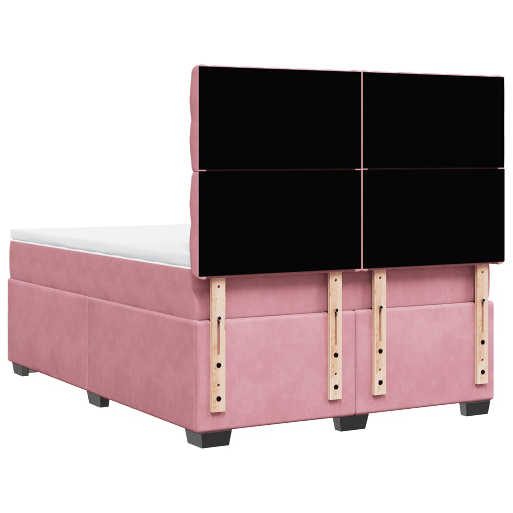 Giroletto a Molle con Materasso Rosa 160x200 cm in Velluto