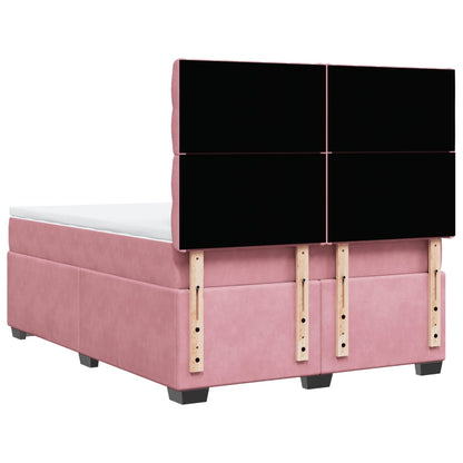 Giroletto a Molle con Materasso Rosa 160x200 cm in Velluto