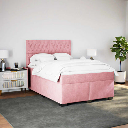 Giroletto a Molle con Materasso Rosa 160x200 cm in Velluto