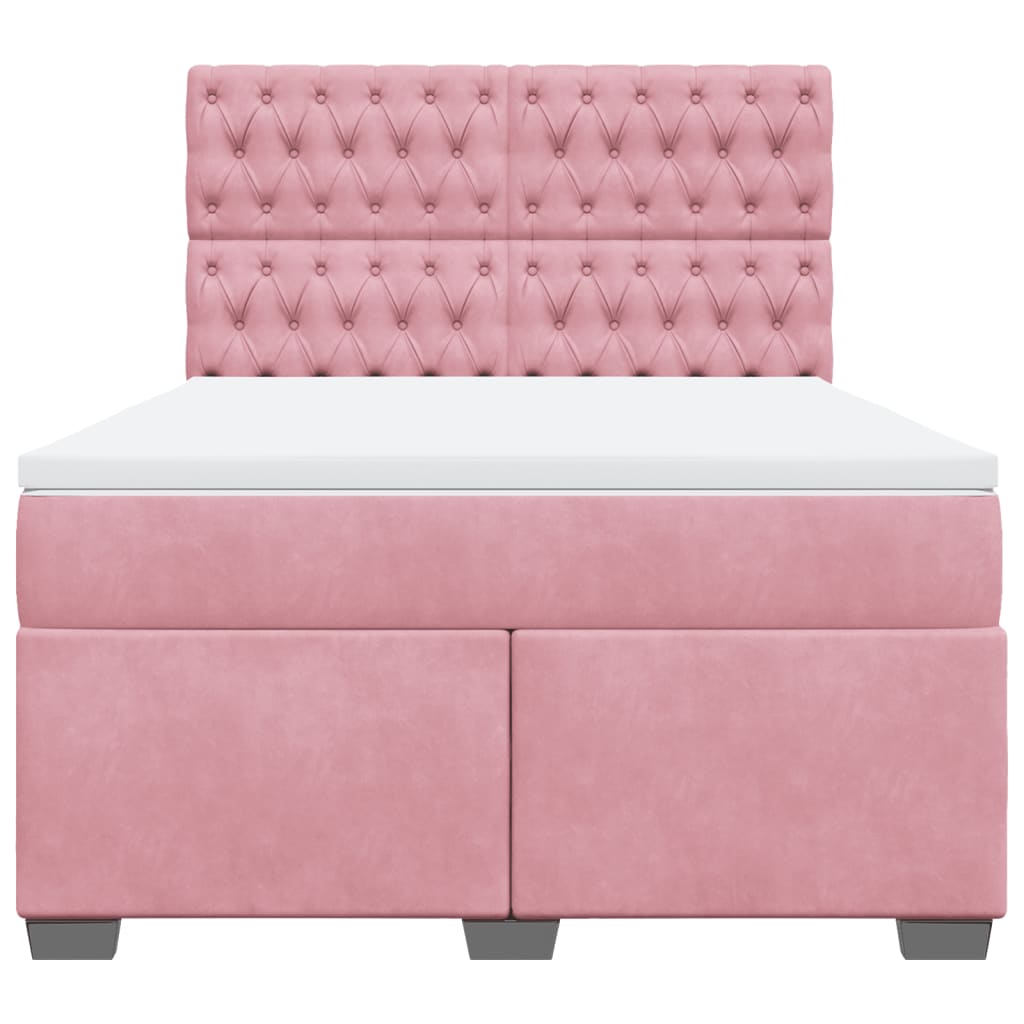 Giroletto a Molle con Materasso Rosa 160x200 cm in Velluto