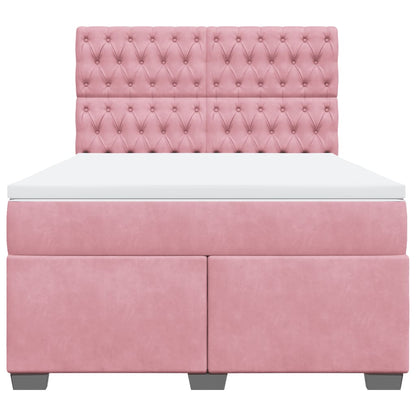 Giroletto a Molle con Materasso Rosa 160x200 cm in Velluto