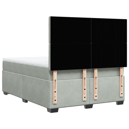 Giroletto a Molle con Materasso Grigio Chiaro 160x200cm Velluto
