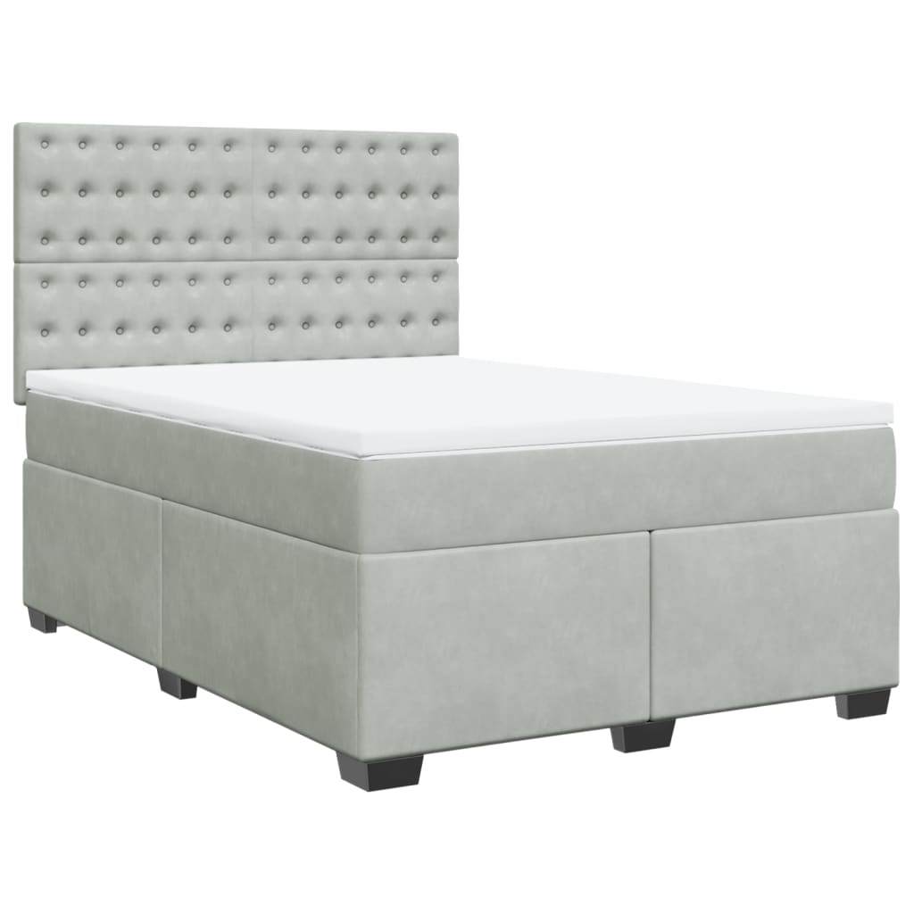 Giroletto a Molle con Materasso Grigio Chiaro 160x200cm Velluto