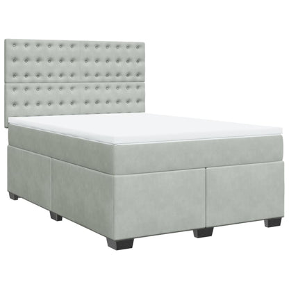 Giroletto a Molle con Materasso Grigio Chiaro 160x200cm Velluto