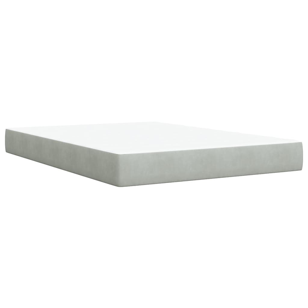 Giroletto a Molle con Materasso Grigio Chiaro 160x200cm Velluto