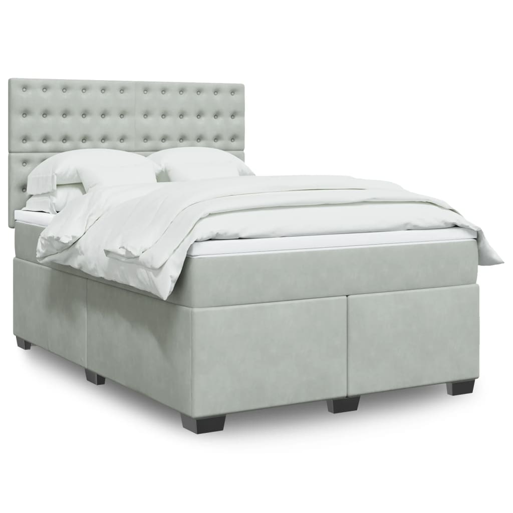 Giroletto a Molle con Materasso Grigio Chiaro 160x200cm Velluto
