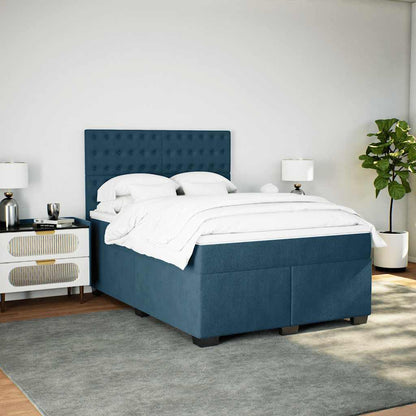 Giroletto a Molle con Materasso Blu 160x200 cm in Velluto