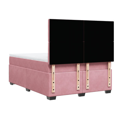 Giroletto a Molle con Materasso Rosa 160x200 cm in Velluto