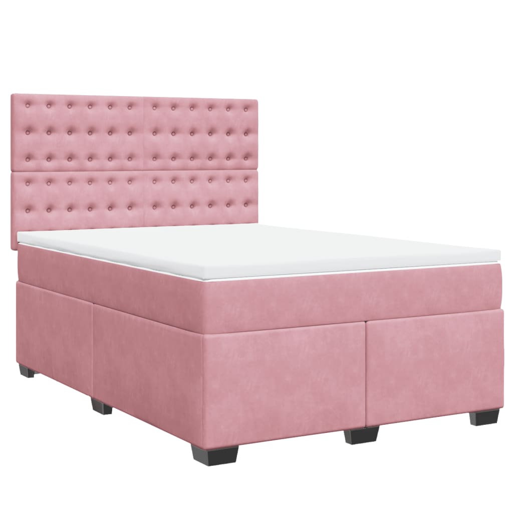 Giroletto a Molle con Materasso Rosa 160x200 cm in Velluto