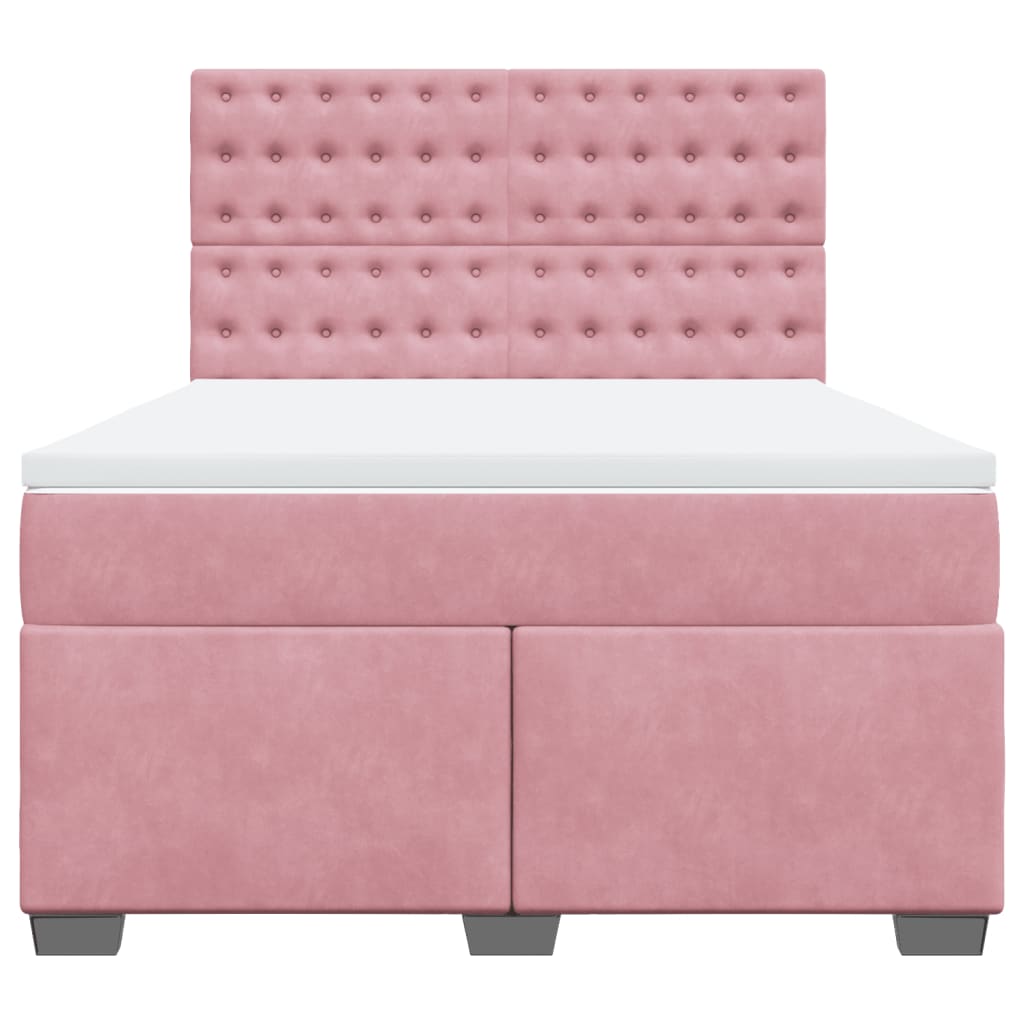 Giroletto a Molle con Materasso Rosa 160x200 cm in Velluto