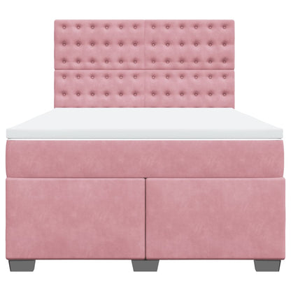 Giroletto a Molle con Materasso Rosa 160x200 cm in Velluto