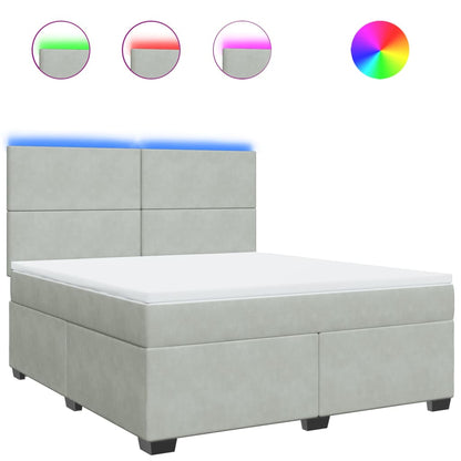 Giroletto a Molle con Materasso Grigio Chiaro 180x200cm Velluto