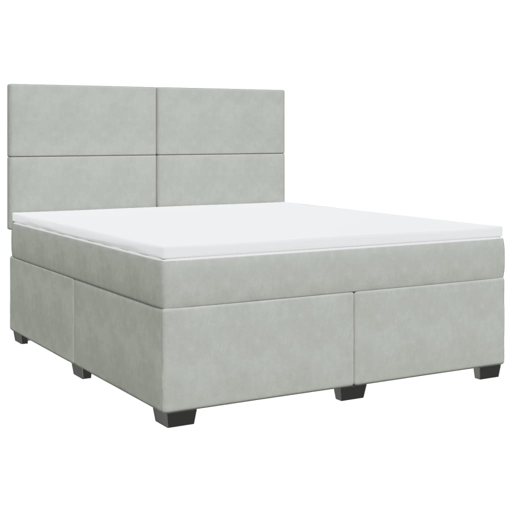 Giroletto a Molle con Materasso Grigio Chiaro 180x200cm Velluto