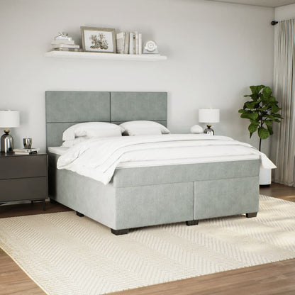 Giroletto a Molle con Materasso Grigio Chiaro 180x200cm Velluto