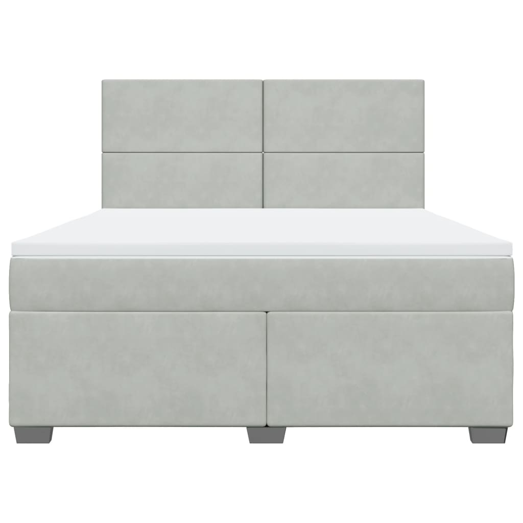 Giroletto a Molle con Materasso Grigio Chiaro 180x200cm Velluto