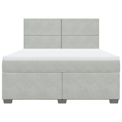 Giroletto a Molle con Materasso Grigio Chiaro 180x200cm Velluto