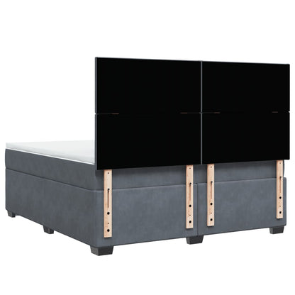 Giroletto a Molle con Materasso Grigio Scuro 180x200 cm Velluto