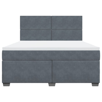 Giroletto a Molle con Materasso Grigio Scuro 180x200 cm Velluto