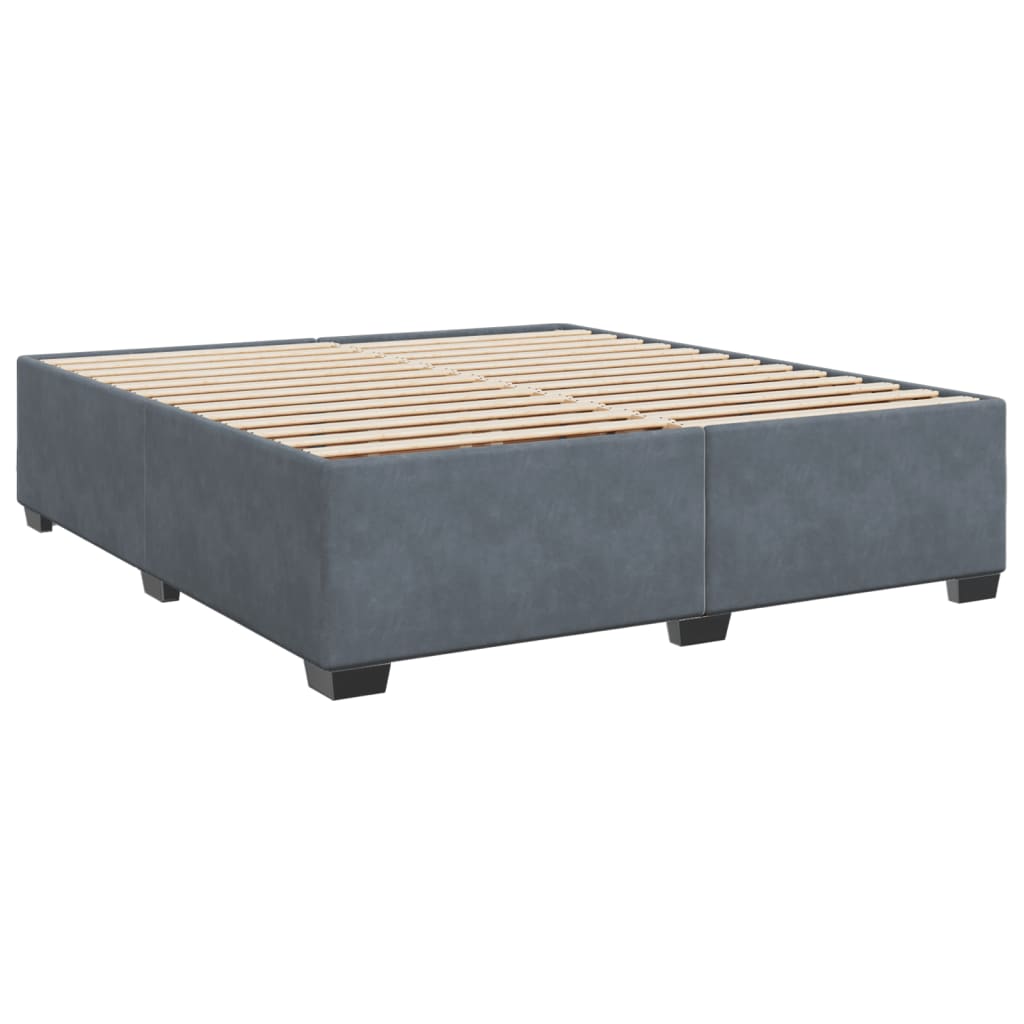 Giroletto a Molle con Materasso Grigio Scuro 180x200 cm Velluto
