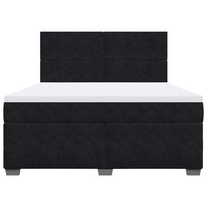 Giroletto a Molle con Materasso Nero 180x200 cm in Velluto