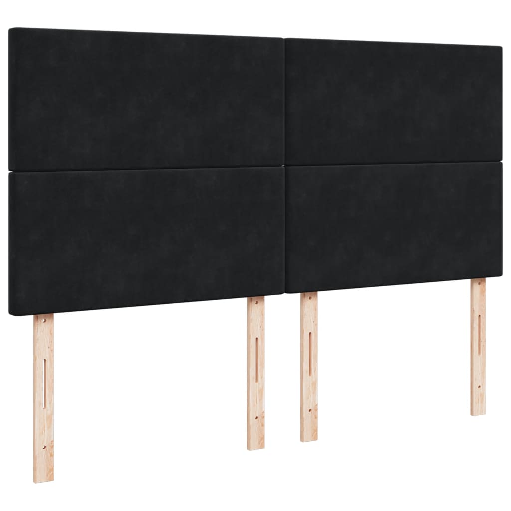 Giroletto a Molle con Materasso Nero 180x200 cm in Velluto