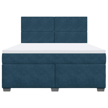 Giroletto a Molle con Materasso Blu 180x200 cm in Velluto