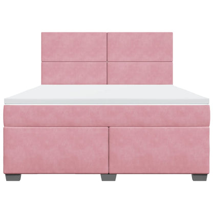 Giroletto a Molle con Materasso Rosa 180x200 cm in Velluto