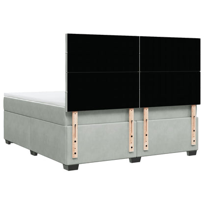 Giroletto a Molle con Materasso Grigio Chiaro 180x200cm Velluto