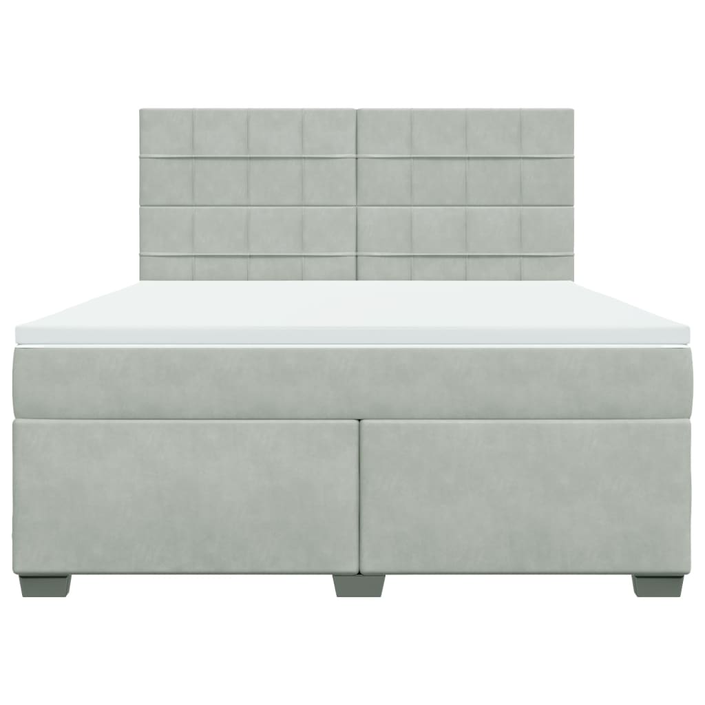 Giroletto a Molle con Materasso Grigio Chiaro 180x200cm Velluto