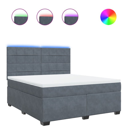 Giroletto a Molle con Materasso Grigio Scuro 180x200 cm Velluto - homemem39