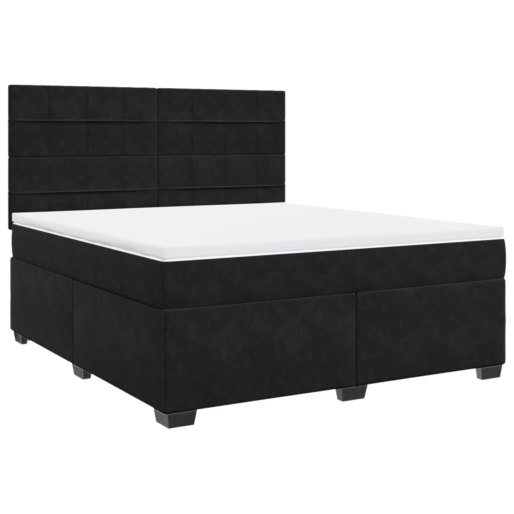 Giroletto a Molle con Materasso Nero 180x200 cm in Velluto