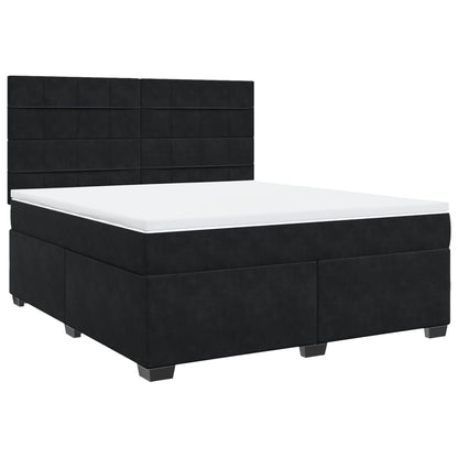 Giroletto a Molle con Materasso Nero 180x200 cm in Velluto