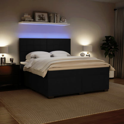 Giroletto a Molle con Materasso Nero 180x200 cm in Velluto - homemem39