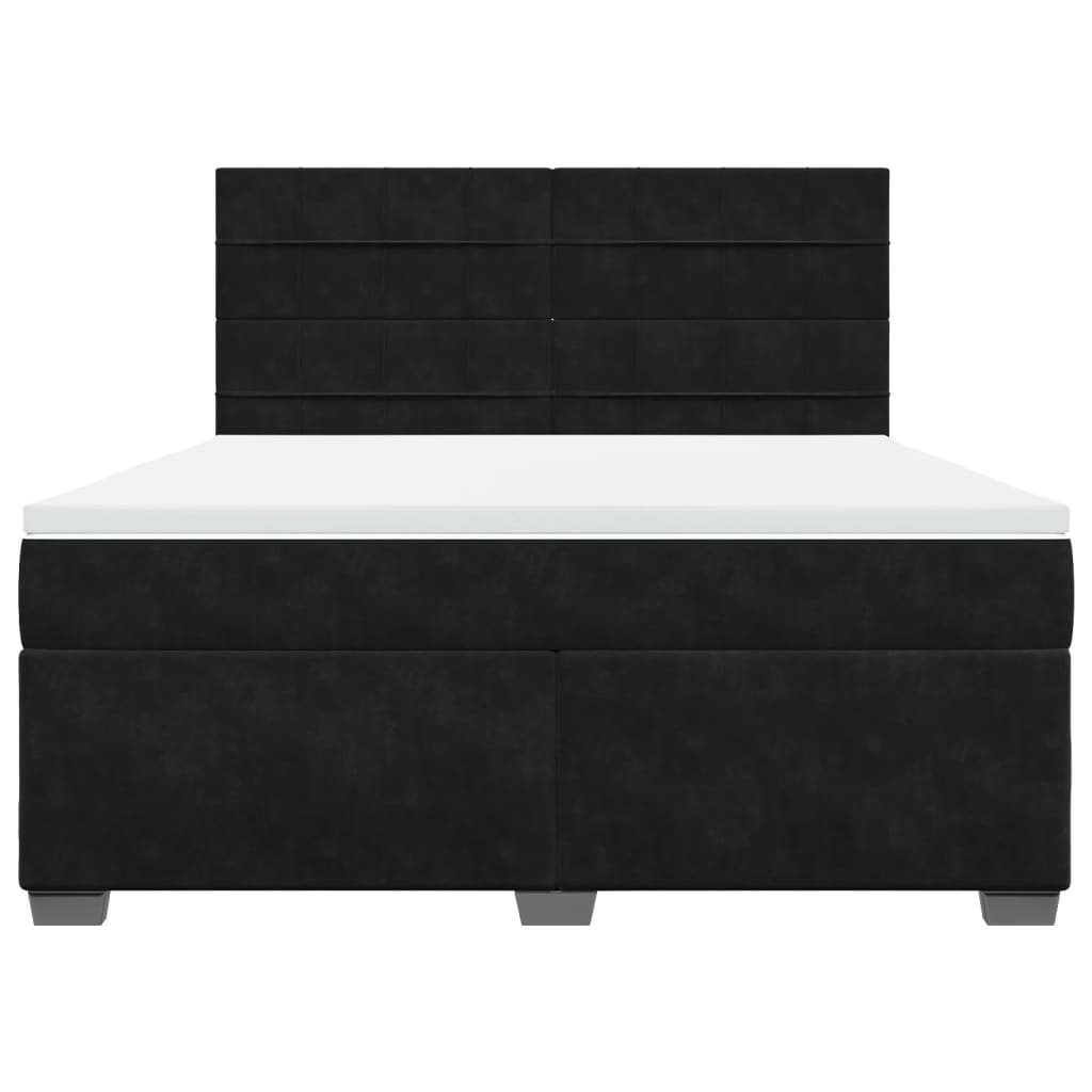 Giroletto a Molle con Materasso Nero 180x200 cm in Velluto