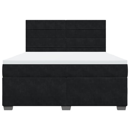 Giroletto a Molle con Materasso Nero 180x200 cm in Velluto