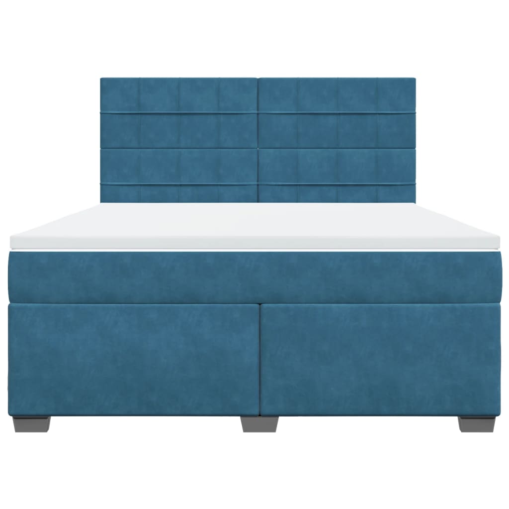 Giroletto a Molle con Materasso Blu 180x200 cm in Velluto - homemem39