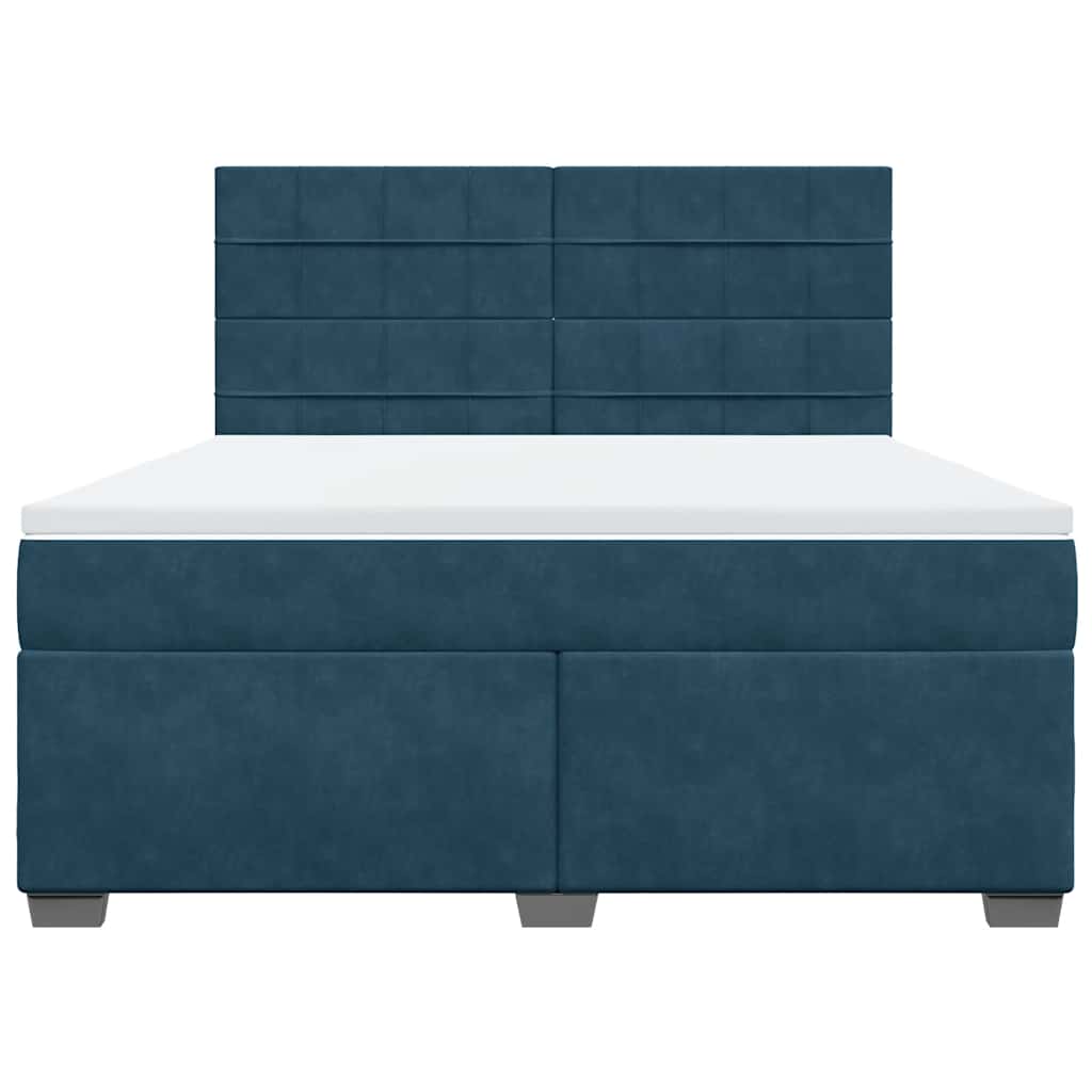 Giroletto a Molle con Materasso Blu 180x200 cm in Velluto