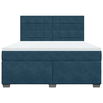 Giroletto a Molle con Materasso Blu 180x200 cm in Velluto