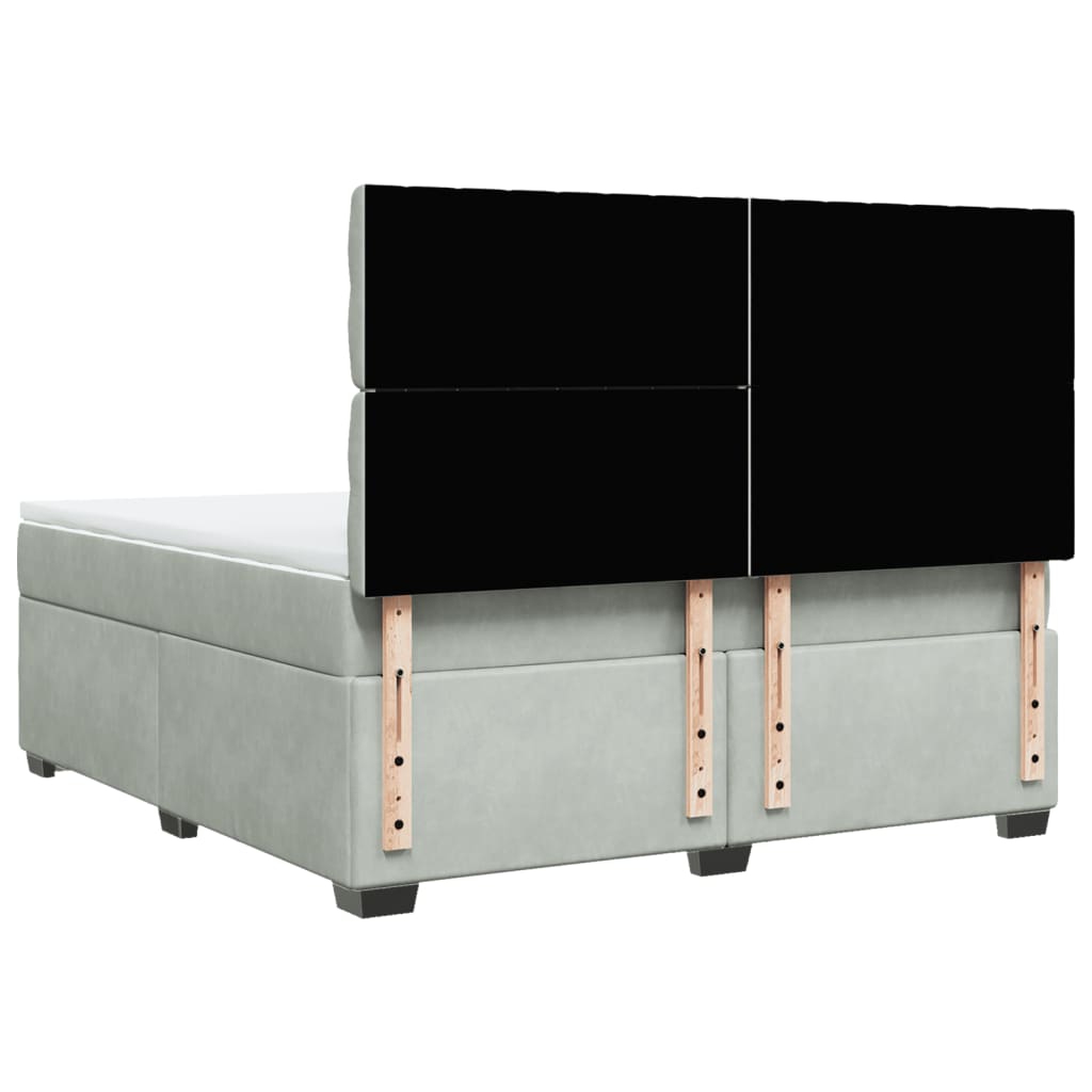Giroletto a Molle con Materasso Grigio Chiaro 180x200cm Velluto