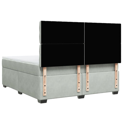 Giroletto a Molle con Materasso Grigio Chiaro 180x200cm Velluto
